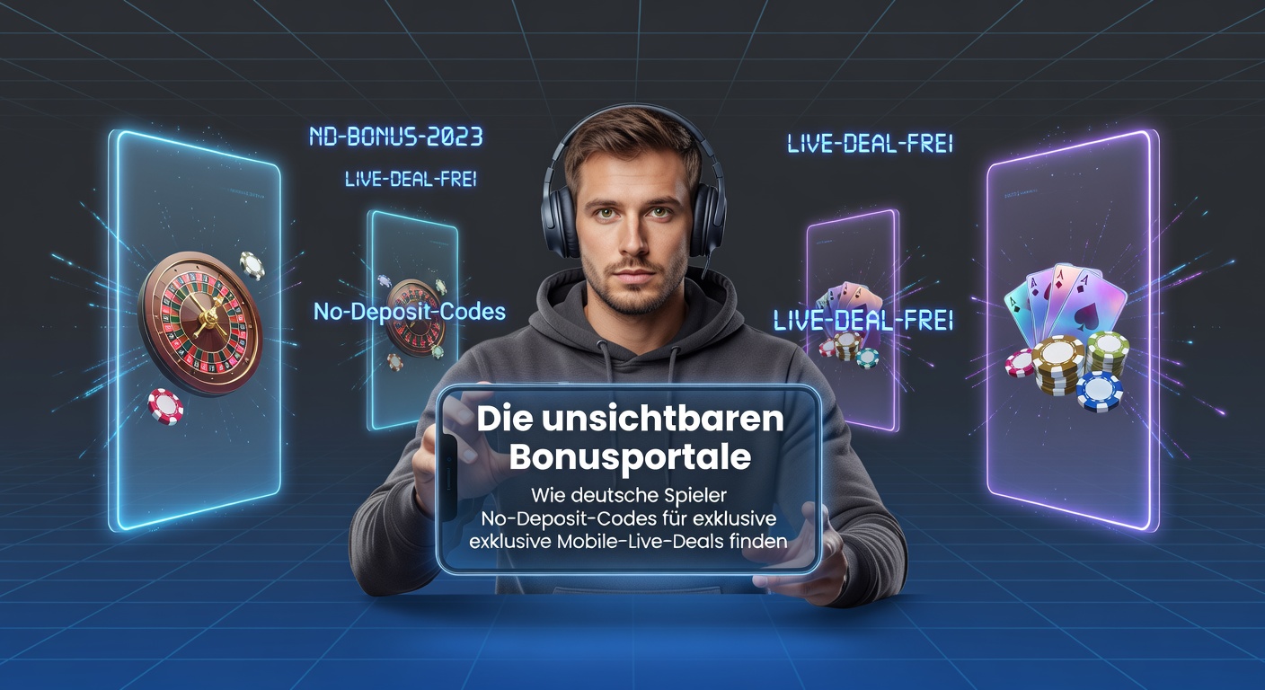 Ein Screenshot eines versteckten Bonusportals mit No-Deposit-Codes für Mobile-Live-Casinos, das deutsche Spieler anlockt
