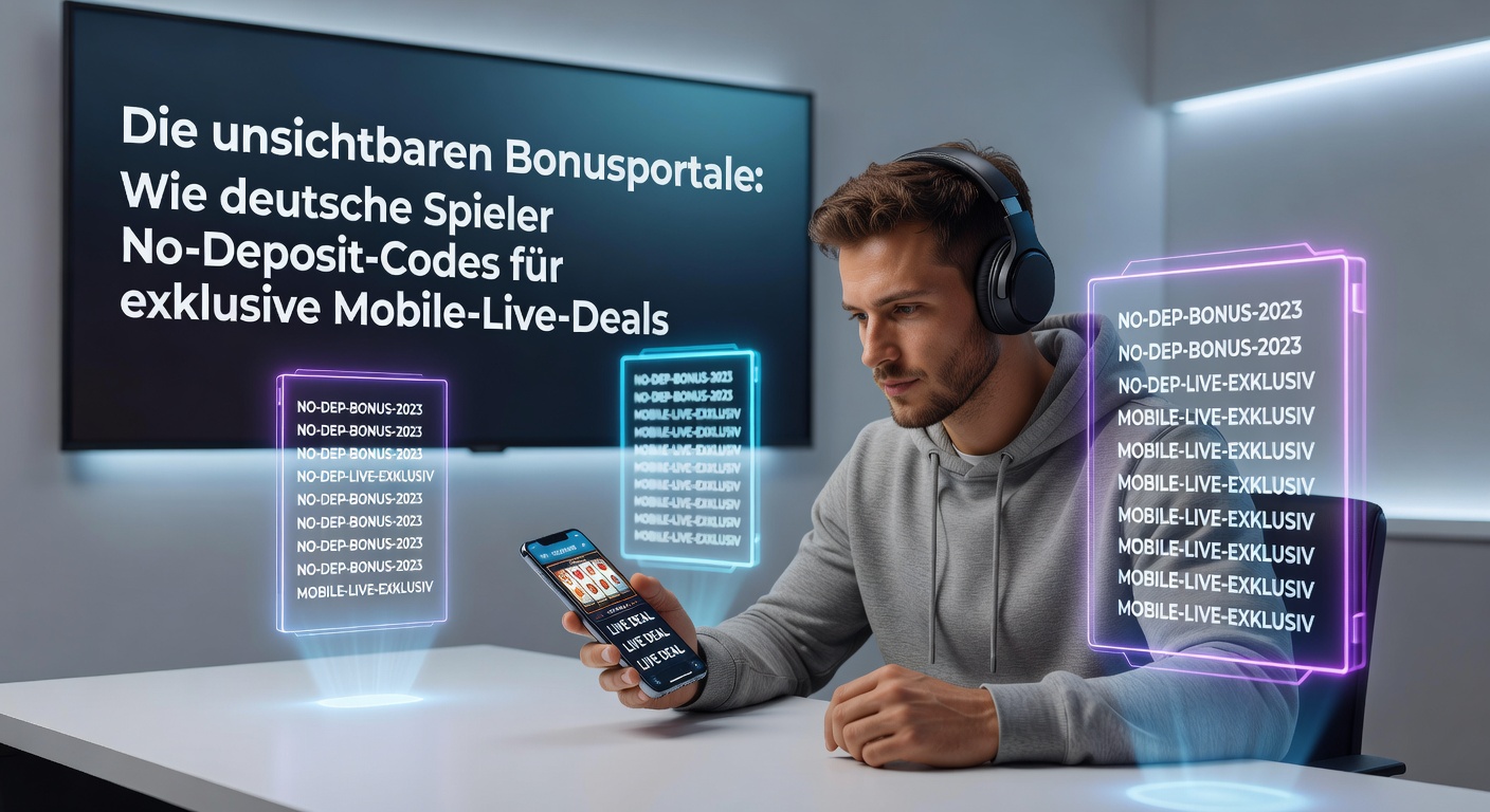 Deutsche Spieler tippen No-Deposit-Codes in ein Mobile-Casino-App ein, während Live-Dealer im Hintergrund sichtbar sind